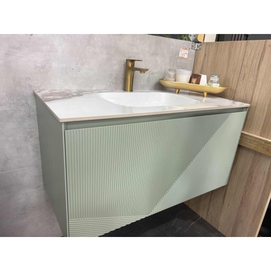 900mm Green Plywood Wall Hung Vanity with Marble Basin